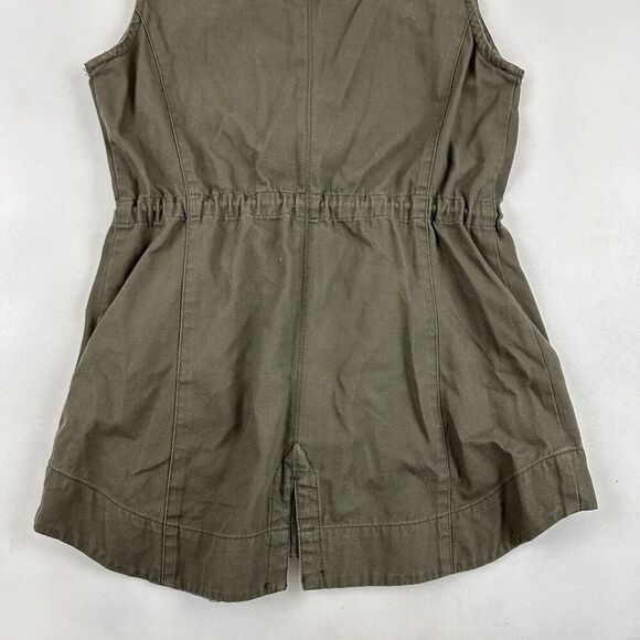 American Rag Army Green Full Zip Utility Vest Drawstring Waist 100% Cotton Sz S - Picture 12 of 12